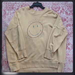 aerie Beige 'Total Optimist' Crewneck Sweatshirt